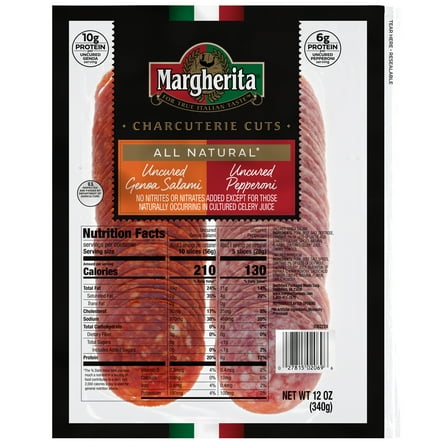 Margherita Charcuterie Cuts Uncured Salami and Pepperoni Duo Pack 12oz