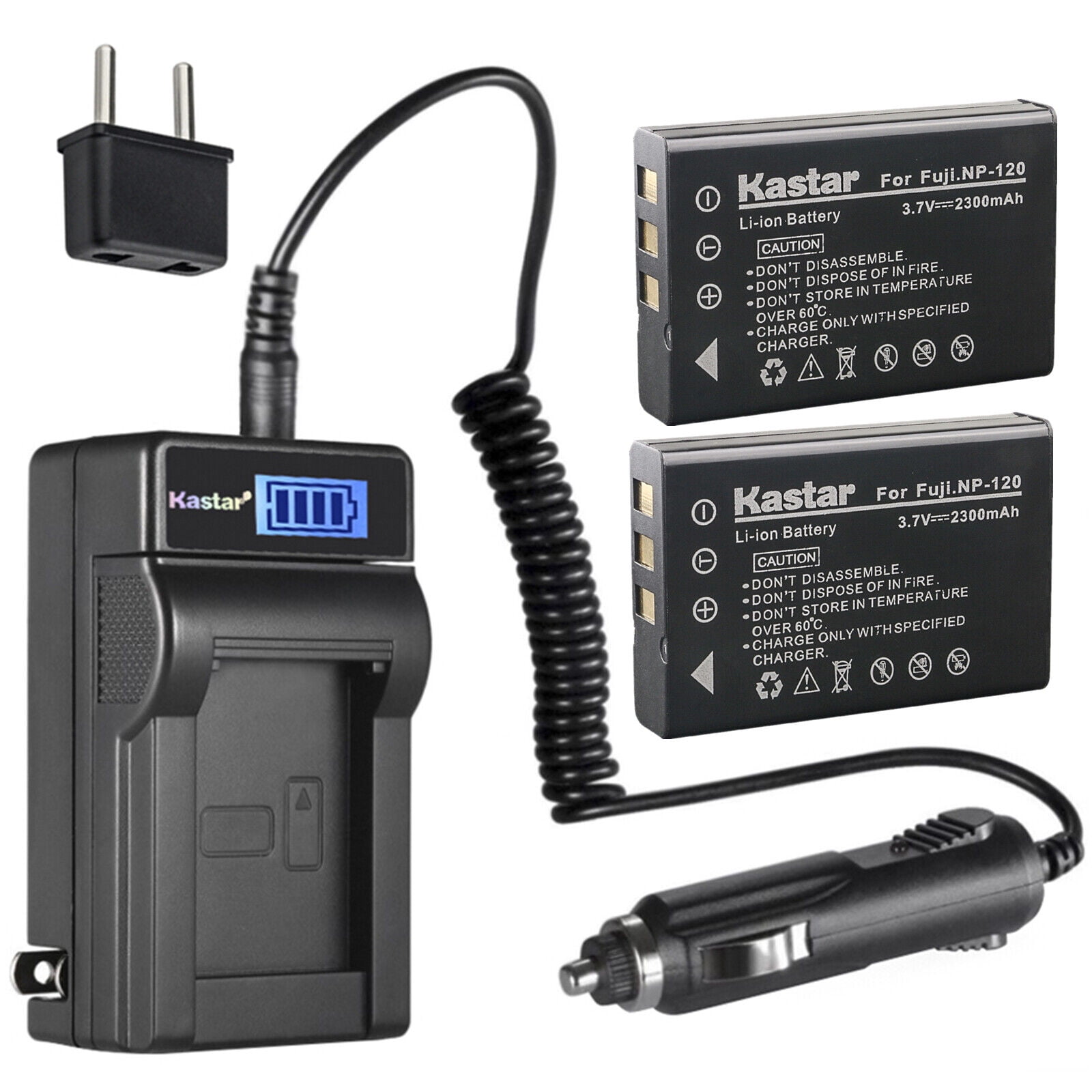 Kastar 2Pack FNP120 Battery and LCD AC Charger Compatible with