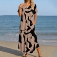 thumbnail image 2 of DHFJKG Summer Dresses Women Beach Long Dress Short Sleeve V Neck Flowy A Line Comfortable Tunic Boho Vacation Clothes Versatile Dresses, 2 of 5