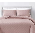 thumbnail image 3 of Chezmoi Collection Owen 3-Piece Soft Cooling Bamboo Fiber Quilt Bedspread Diamond Quilted Coverlet Set (Queen, Woodrose), 3 of 9