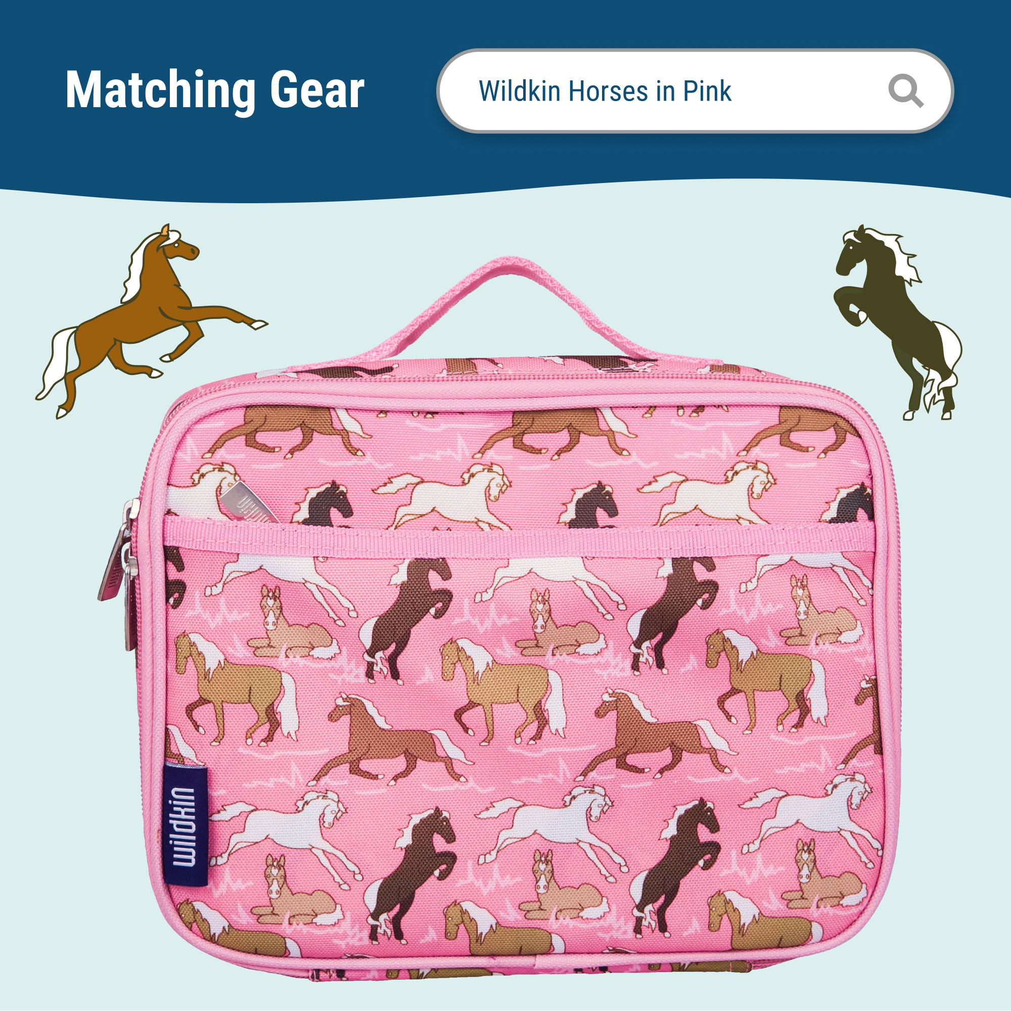 Wildkin Kids 17 Inch Backpack for Boys and Girls, Perfect for School and Travel (Horses in Pink)