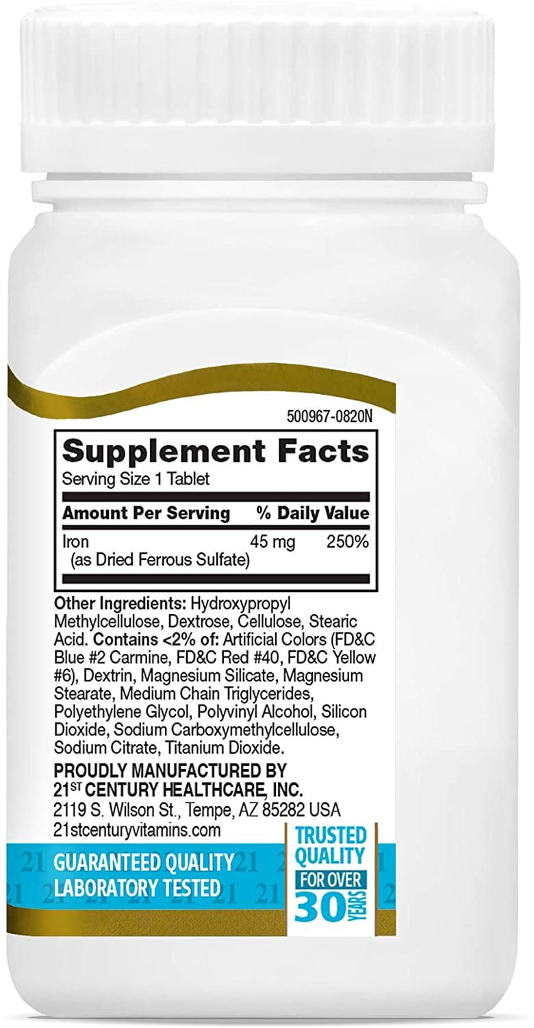21st Century Slow Release Iron High Potency, Gluten Free, 60ct, 12-Pack