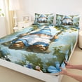 thumbnail image 3 of Feelyou Cartoon Cute Gnome Bed Sheets for Kids, Blue Flower Floral King Sheets, St. Patrick's Day Sheet Set, Super Cozy Room Decor, 4 Pieces, 3 of 7