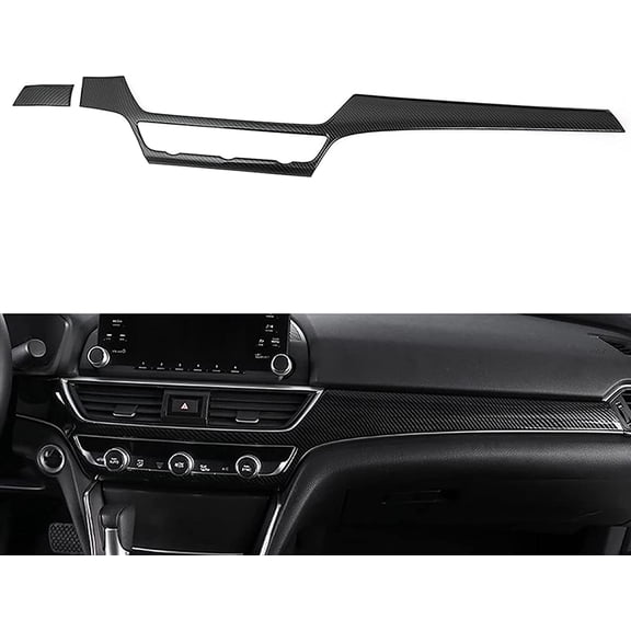 Xotic Tech Interior Dashboard Center Console AC Switch Button Panel Stripe Cover Trim, Carbon Fiber Pattern, Compatible with Honda Accord 10th Gen 2018-2022