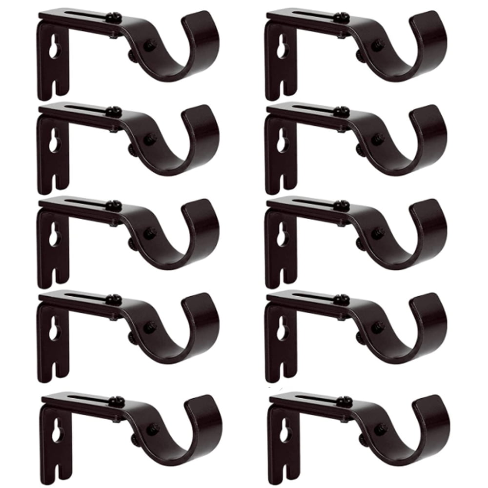 10PACK Curtain Rod Brackets, Premium Steel Cafe Rod Bracket for Walls