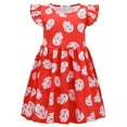 thumbnail image 2 of Girls Red Leaf Short Sleeve Dress Toddler Hawaiian Cosplay Party Wear, 2 of 7