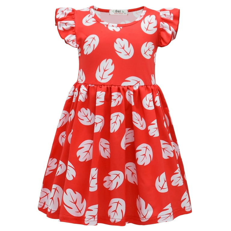 Girls Lilo Cosplay Dress Costume Short Sleeve Leaf Casual Daily Evening  Party Dress - Walmart.com