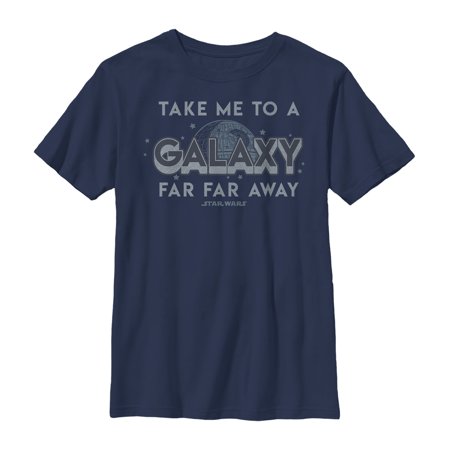 Boy s Star Wars Take Me to a Far Away Galaxy Graphic Tee Navy Blue Medium