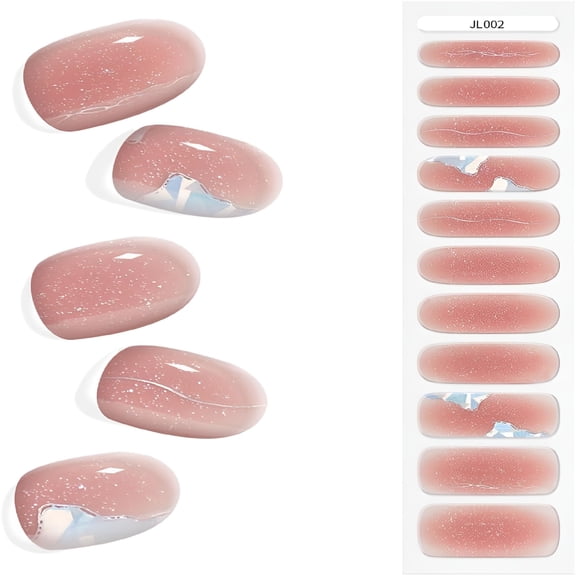 RAGUPEL Semi Cured Gel Nail Strips Extra Long Gel Nail Stickers Salon-Quality Long Lasting Nail Wraps for Women