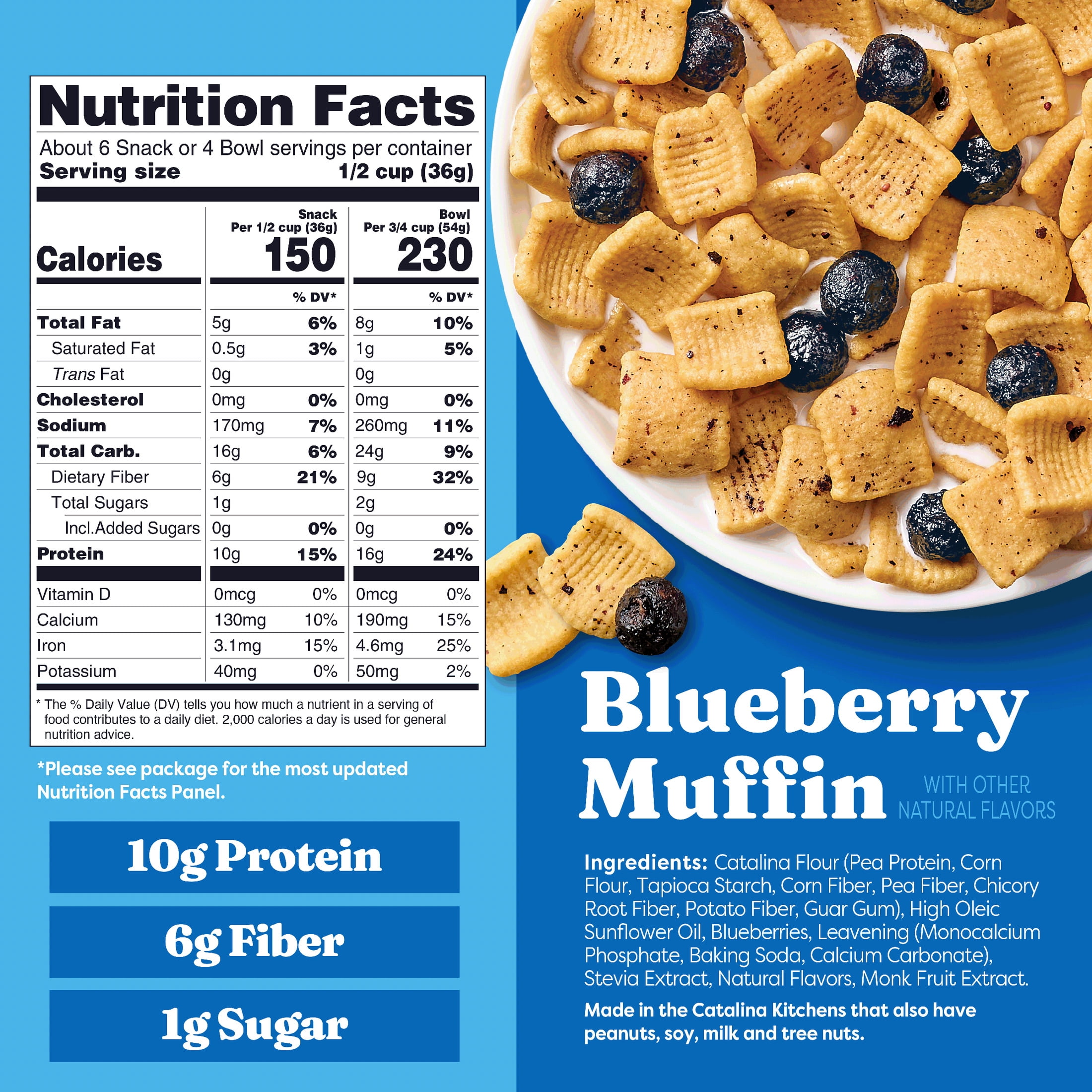 (4 pack) Catalina Crunch Protein Cereal, Blueberry Muffin With Real Blueberries 8 oz