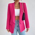 thumbnail image 2 of Women Suit Coat Spring Autumn Solid Color Business Suit Coat Lapel Long Sleeve Flap Pockets Open Front Suit Jacket-Rose Red,2XL, 2 of 7