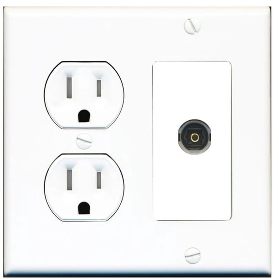 Ultra Spec Cables 1 Port Toslink Optical Digital Audio Wall Plate w/Tamper Resistant Power Outlet