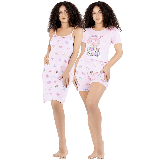 Set Pijama 3 Piezas Mujer Verano Bata Top y Short