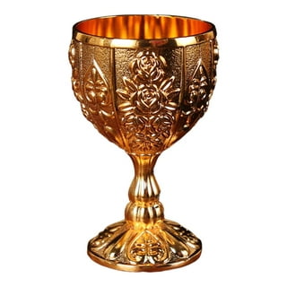 4 Pcs Tall Brass Wine Glass Household Goblet Decorative Liquor Cups Vintage  Gold Trim Chalice Glasses Delicate Dinner Party 