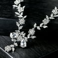 thumbnail image 4 of Ayyufe Women Rhinestone Leaves Flower Necklace Stud Earrings Wedding Bridal Set, 4 of 7