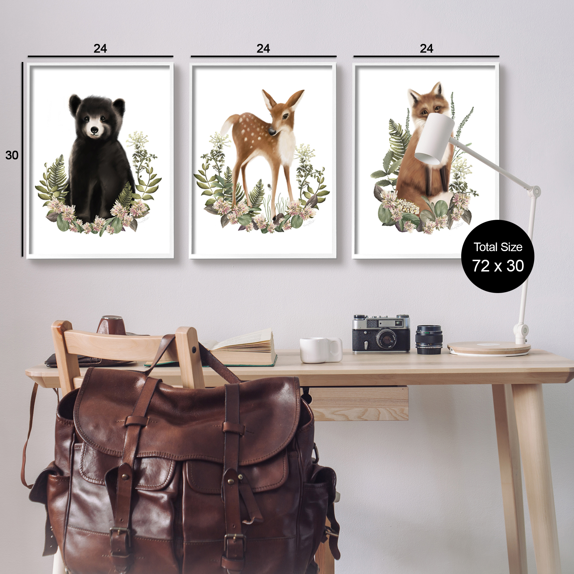 Stupell Industries Floral Woodland Animals Animals & Insects Painting White Framed Art Print Wall Art, 24 x 30
