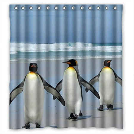MOHome Penguin Walking Pattern Design Shower Curtain Waterproof Polyester Fabric Shower Curtain Size 66x72