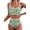Green, variant on Women'S Bikini Sets Floral Print Whip 2 Piece Swimsuits High Waisted Scoop Bathing Suits Green Flowers XL