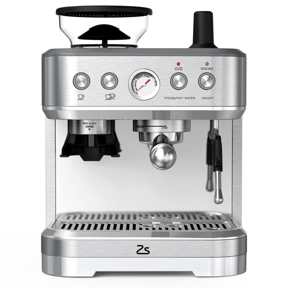 Towallmark All-In-One Espresso Machine with Milk Frother & Grinder - 15 Bar Automatic Coffee Maker with Italian ULKA Pump, 2.5L Water Tank, Brushed Stainless Steel for Home and Office