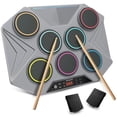 thumbnail image 1 of Juego de Batería Electrónica ROCKSOCKI Negra con 7 Almohadillas Sensibles y Luz LED para Mac y PC, 1 of 7