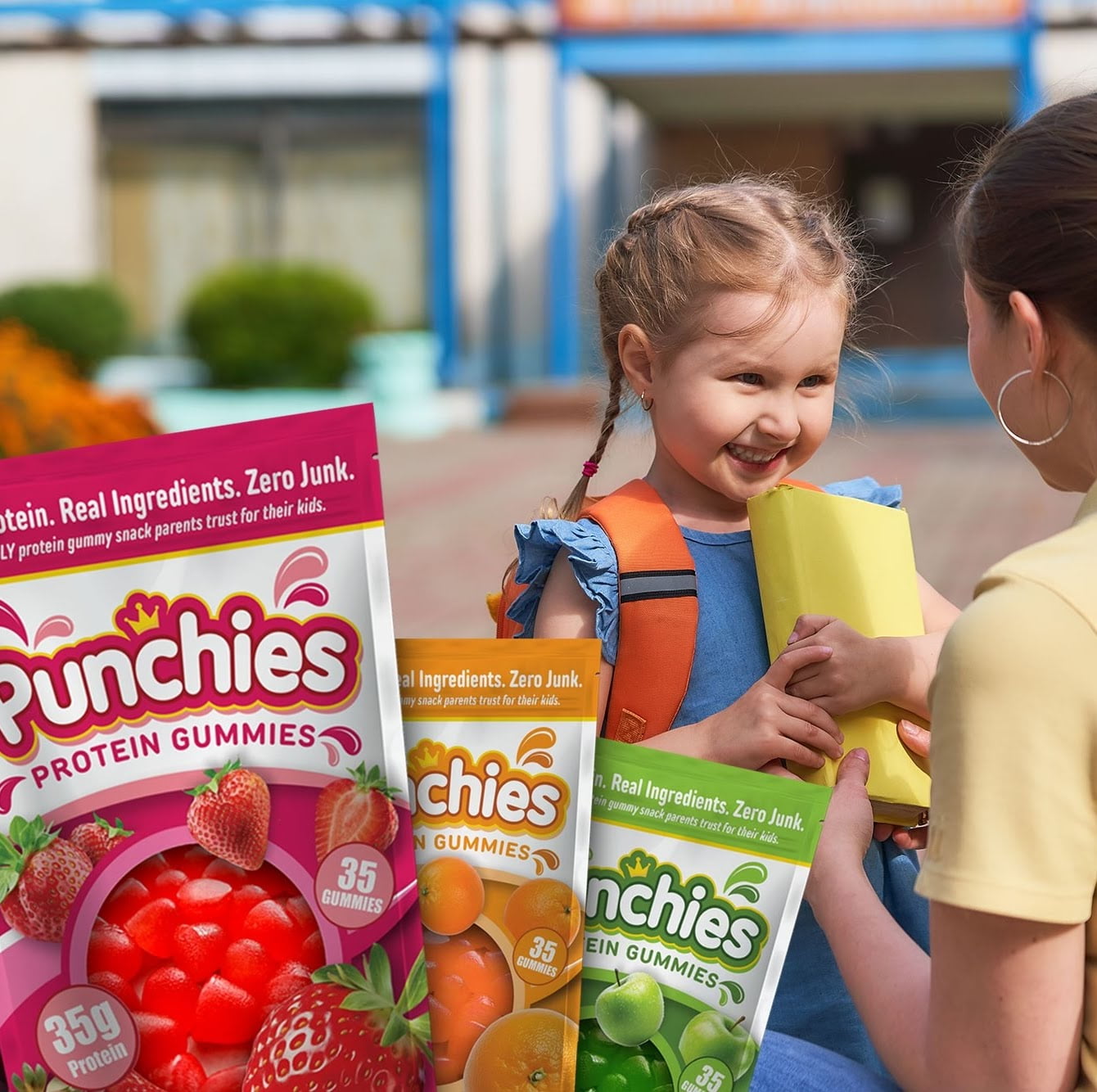 Punchies Protein Fruit Snacks for Kids – Green Apple – 5g Protein, 100% Vitamin-C, No Junk – 2-Pack