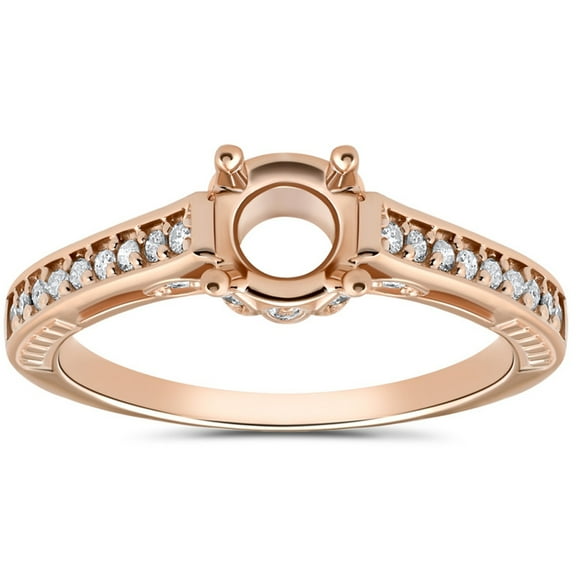 Pompeii 1/5ct Diamond Rose Gold Engagement Ring Setting Vintage (G/H,I2)