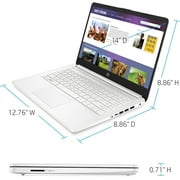 HP Stream 14 Laptop, Intel Celeron N4120 Processor, 4GB RAM, 64GB eMMC + 64GB SD Card, Snowflake White, Windows 11 (S mode) with Office 365 1-yr