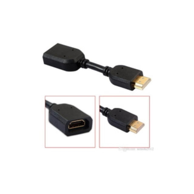 Adaptador HDMI macho a hembra de 11 cm con rotación de 360°, negro