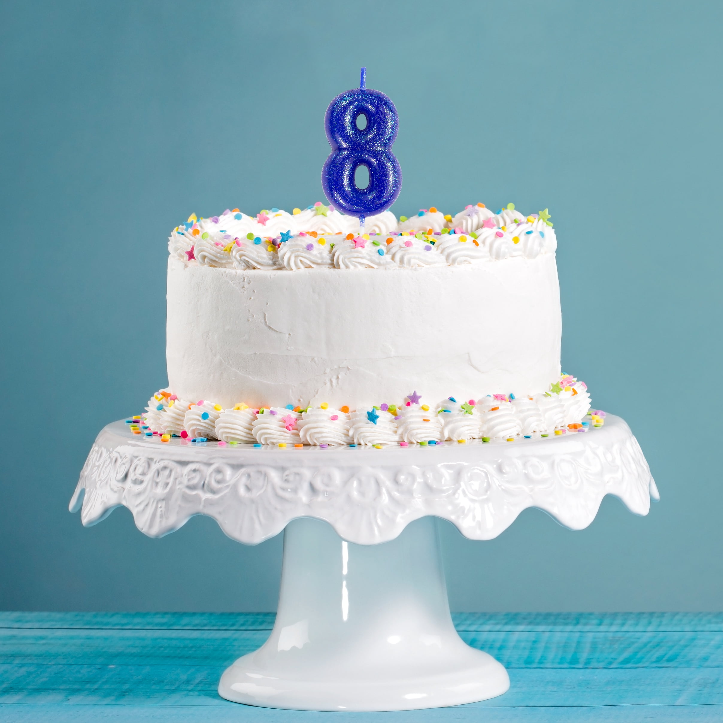 Blue Number 8 Birthday Candle