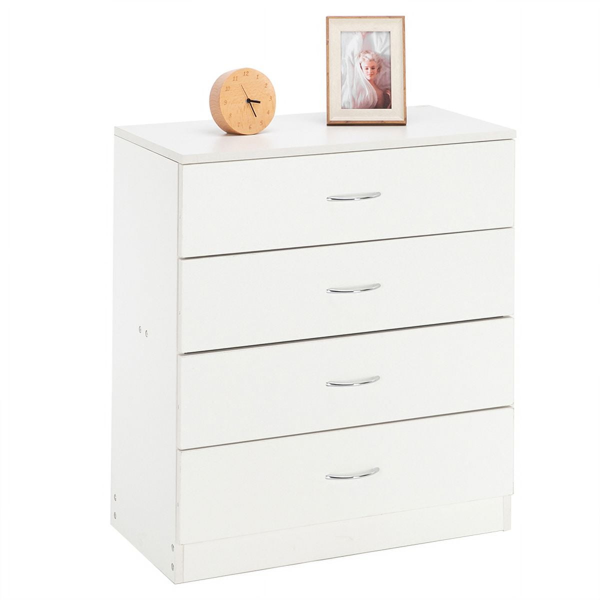 White MDF Wood Simple 4-Drawer Dresser for Bedroom