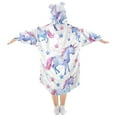 thumbnail image 2 of joogoo Wearable Blanket Hoodie for Kids Cute Unicorn and Stars Flannel Oversized Sweatshirt 3-14 Years M, 2 of 7