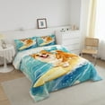 thumbnail image 3 of Erosebridal Yellow Corgi Bedding Twin Comforter Set,Ocean Surfing Down Comforter,Kawaii Cartoon Bedding Sets Twin With Comforter,Breathable Animal Bedroom Decorative,Reversible,2-Piece, 3 of 8