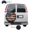thumbnail image 4 of KAKALAD Vintage American Flag Us Stars And Red Stripe 03 Spare Tire Cover Universal Vehicle Accessories Buckle Car Tools 15”in, 4 of 6