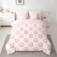thumbnail image 2 of Feelyou Happy New Year Twin Bedding Sets 7-Piece for Teen, Princess Love Heart Bedding Comforter Set, Christmas Stars Print Reversible Sheet Sets, Ultra Soft Home Decor, 2 of 7