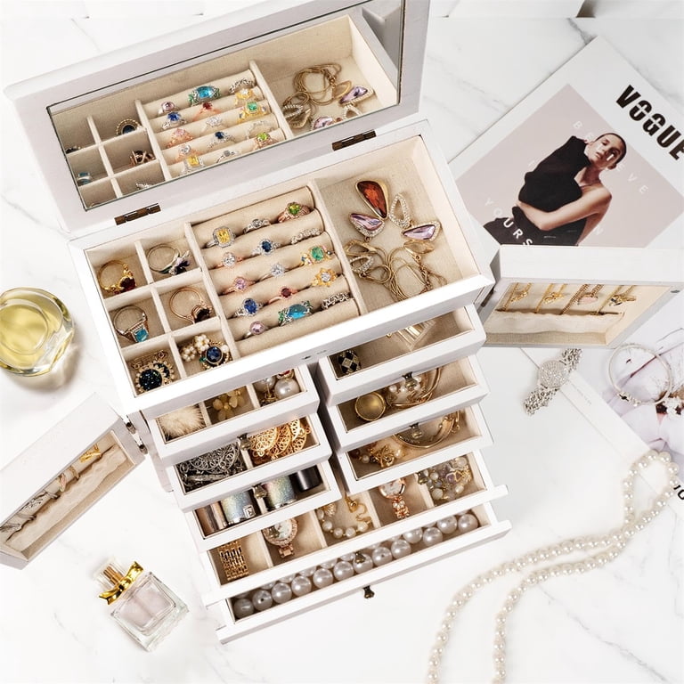 Sfugno 6-Layer Large Jewelry Organizer Box with Mirror photo 6