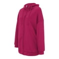 thumbnail image 7 of Womens Casual Coats Jackets Open Front Sweatshirt Fashion Loose Solid Color Streetwear Pocket Zipper Drawstring Long Sleeved Hoodie Sweater Coat Hot Pink Comfortable Tops S, 7 of 7