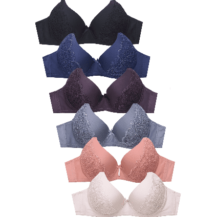 247 Frenzy Women's Essentials Sofra PACK OF 6 PLUS Full Coverage Wire Free  Solid Bras 