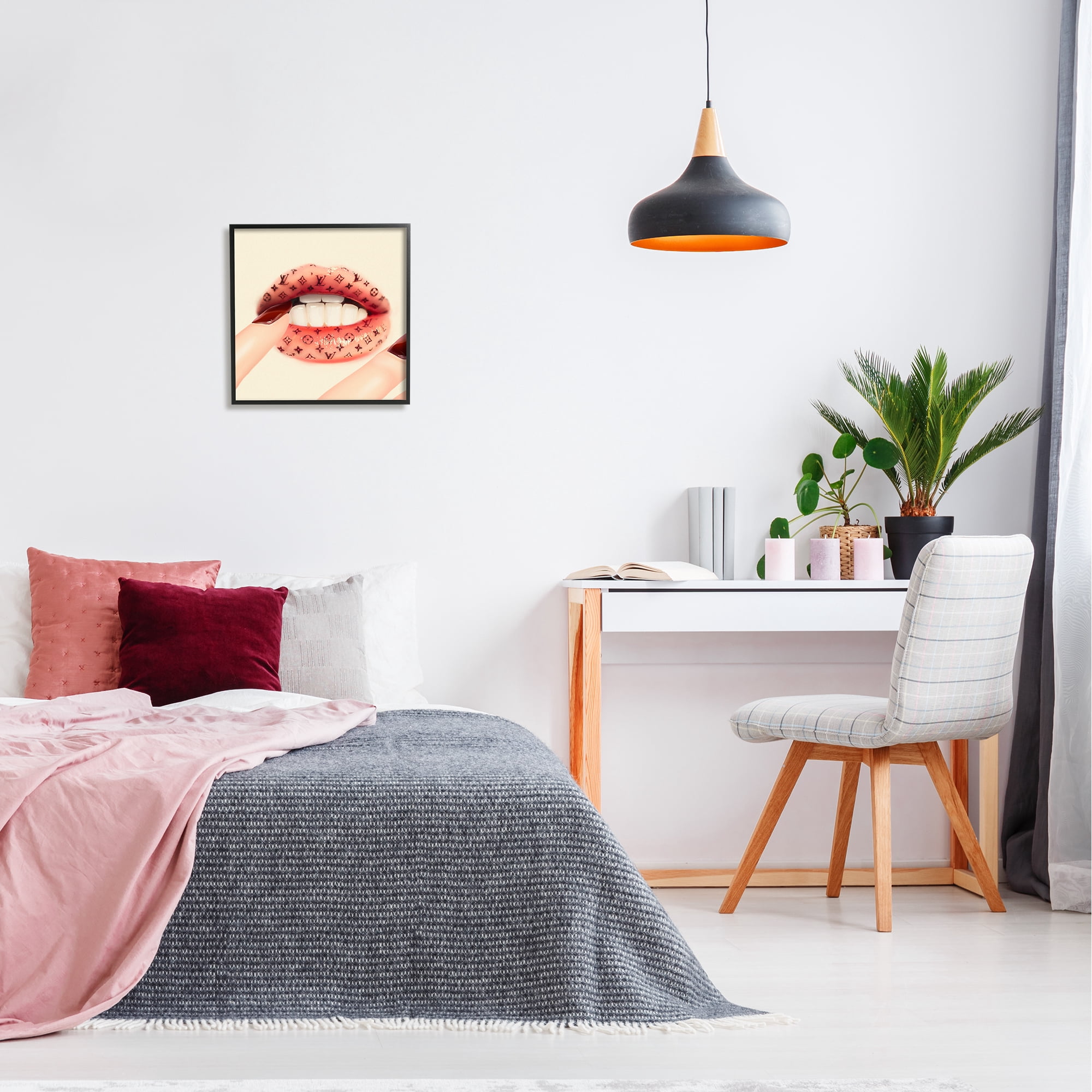Stupell Industries Fashion Design Emblem Pattern Lipstick Nail Polish Framed Wall Art, 17 x 30, Design by Ziwei Li
