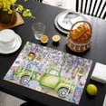 thumbnail image 3 of Blue Purple Floral Placemats Set of 6, Spring Hydrangea Flower Truck Pink Plaid Placemats for Dining Table, Place Mats for Kitchen Tabletop, Waterproof Wipeable Dining Table Mats Set, 3 of 9