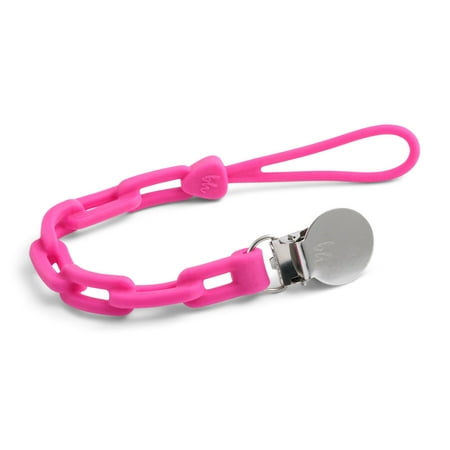 UPC: 0811470032886 | NEW! PaciGrip Silicone Chain Pacifier Clips Color: Fuchsia Pink