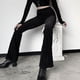 thumbnail image 5 of Pantalones acampanados de cintura alta con efecto adelgazante, estilo retro oscuro, estilo casual, para mujer, pantalones de pierna ancha para niña, 5 of 5