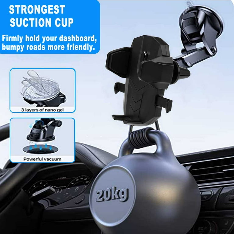 Musment Car Phone Mount, Phone Holder for Car, Long Arm Suction Cup Phone Holder, Strong Universal Hands-Free Suction Cell Phone Holder, Car Phone
