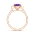 thumbnail image 2 of ANGARA Natural 2.28 Ct. Amethyst with Diamond Halo Ring in 14K Rose Gold for Women (Ring Size: 11.5), 2 of 9
