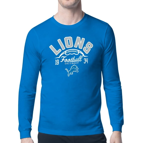 Men's-Starter  Blue Detroit Lions Long Sleeve T-Shirt