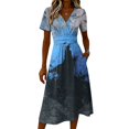 thumbnail image 4 of Womens Halloween Dresses Ghost Witch Hat V Neck Spooky Midi Dresses Bat Pumpkin Short Sleeve Horror Sundress, 2XL, 4 of 5