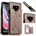 thumbnail image 2 of Asuwish Compatible with Samsung Galaxy Note 9 Wallet Phone Case Tempered Glass Screen Protector and Flower PU Leather Credit Card Holder Stand Slot Mobile Cell Cover for Note9 Not S9 Women Men Grey, 2 of 6