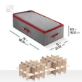thumbnail image 4 of Underbed Christmas Ornament Storage Box Zippered Closure - Stores up to 64 of The 3-inch Standard Christmas Ornaments, and Xmas Holiday Accessories with Dividers & Two Handles (Gray), 4 of 4