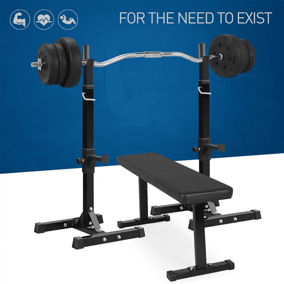 Renwick 55lb Barbell Dumbbell Weightlifting Set Black