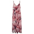 thumbnail image 6 of Pink Flamingos Crowded Together Closely Sleeveless Suspender Dress Summer Fashion Casual Long Dress, 6 of 9