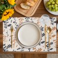 thumbnail image 4 of Orange Grey Botanical Placemats Set of 6, Rustic Country Spring Floral Summer Leaf Placemats for Dining Table, Place Mats for Kitchen Tabletop, Waterproof Wipeable Dining Table Mats Set, 4 of 9